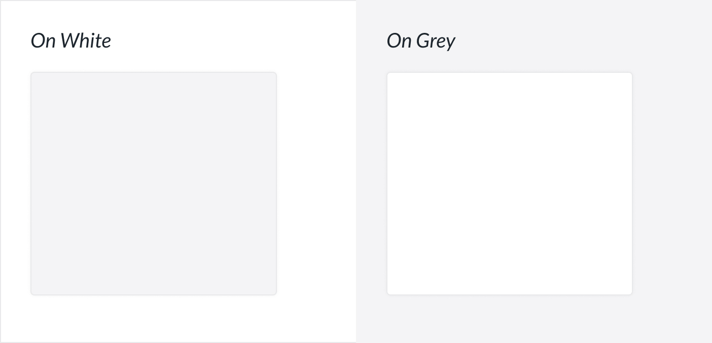 Examples of the subtle drop shadow used on list item cards
