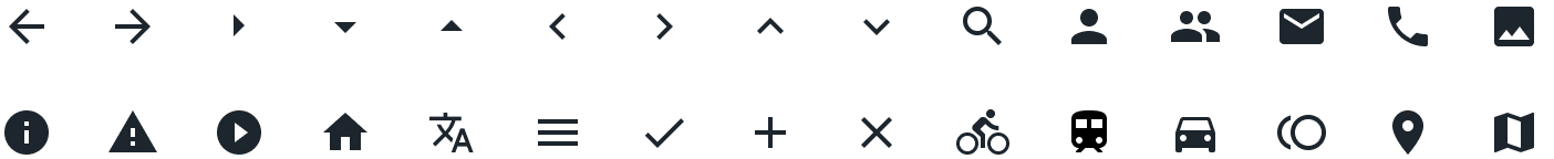 Some Material Design icons used on the public site
